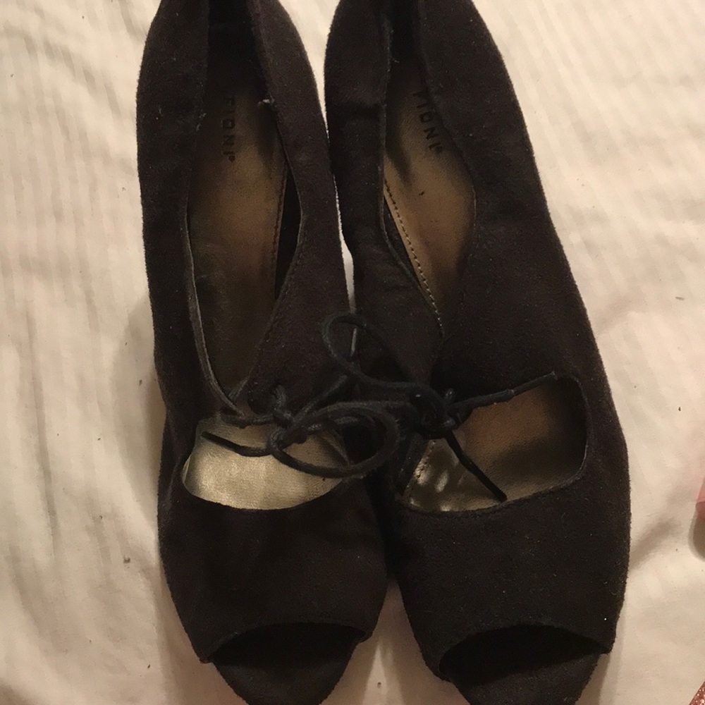 Black suede heels